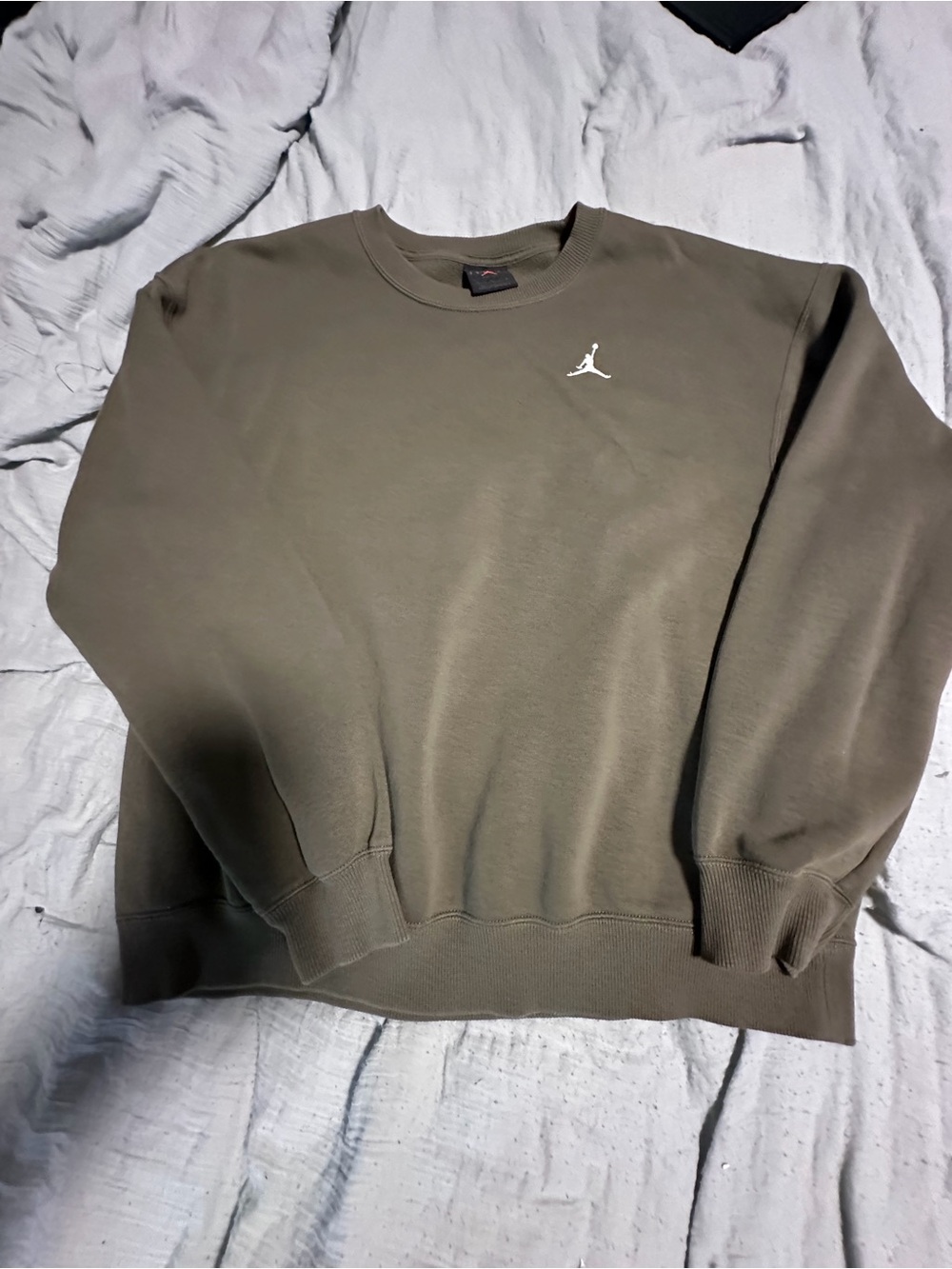 Jordan Olive/Taupe Pullover Sweatshirt with Red Jumpman